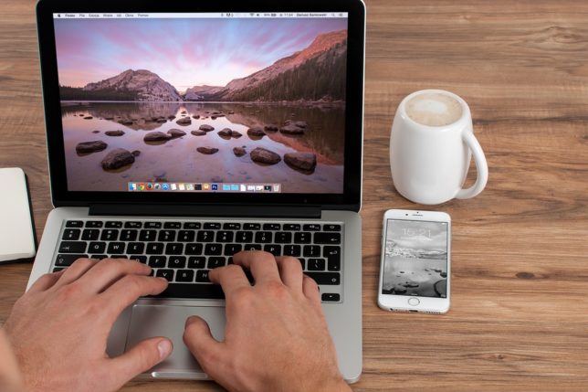 Laptop and cup